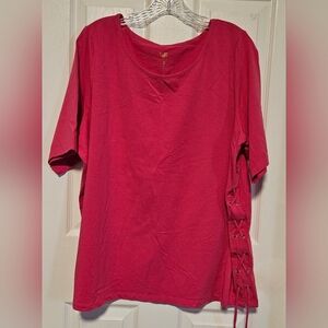 Belle by Kim Gravel Fuchsia Lace-Up Tee